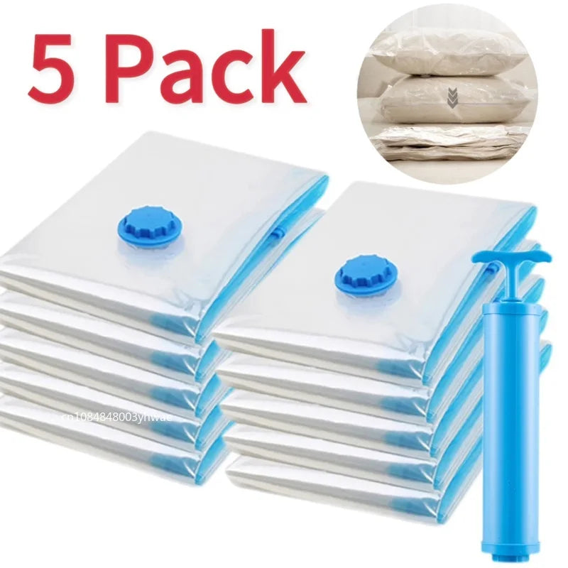 Vacuum Storage Bags – 5 Pack with Hand Pump