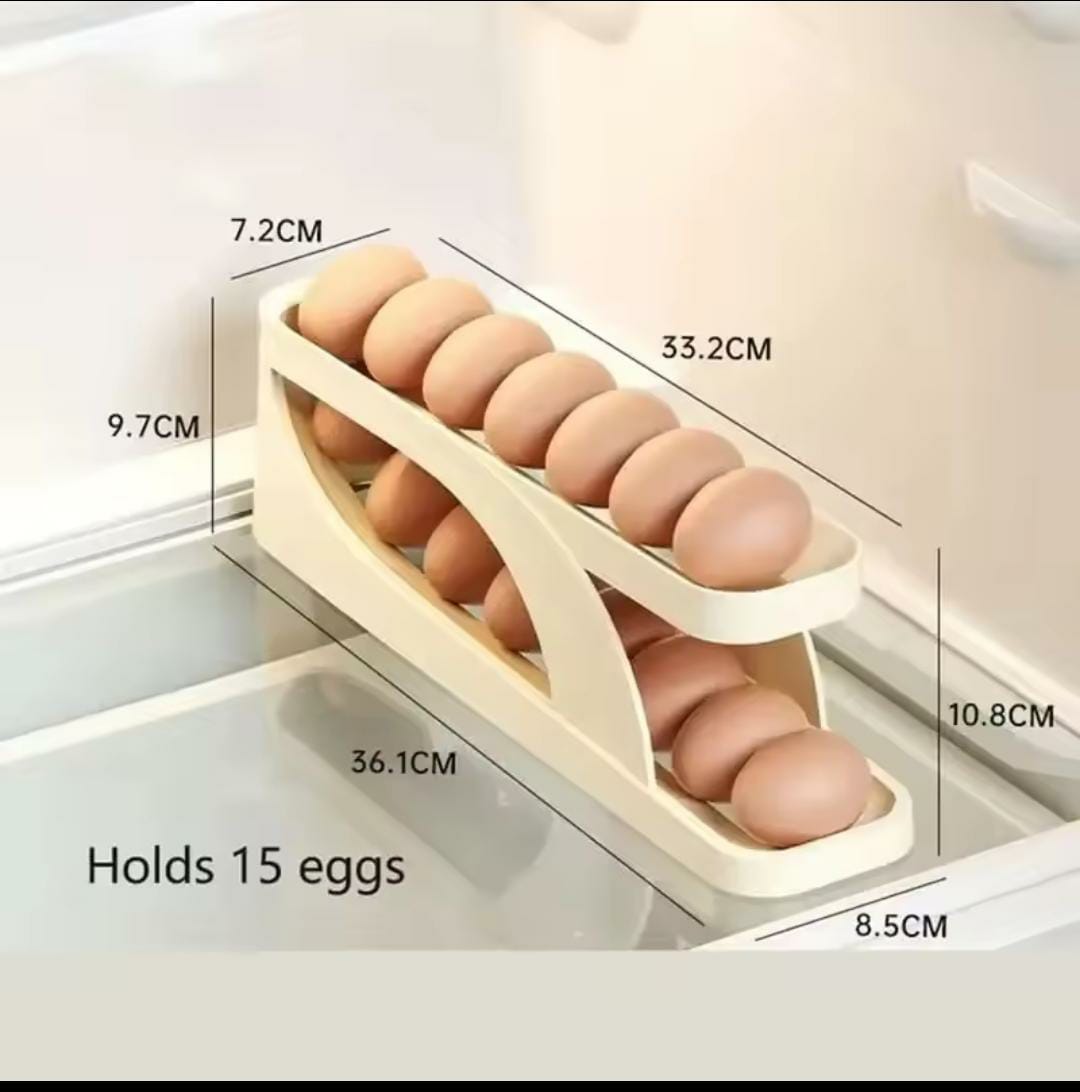Smart Double‑Layer Egg Storage Rack – Automatic Rolling Dispenser