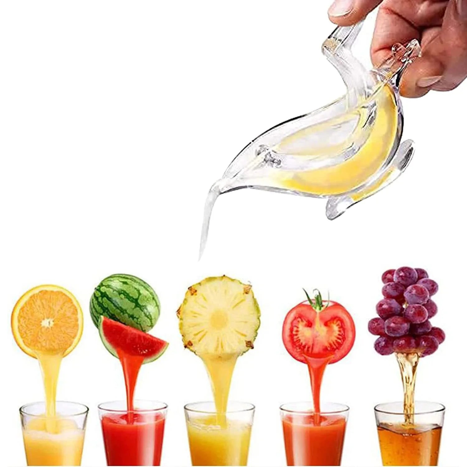 Bird Lemon Squeezer & Acrylic Manual Juicer – Portable Transparent Fruit Press