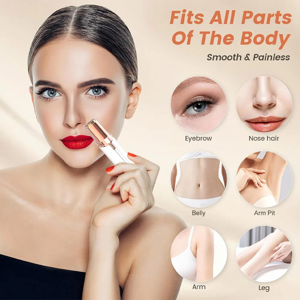 Rechargeable Women’s Face Shaver & Eyebrow Trimmer – Waterproof 3D Floating Blade