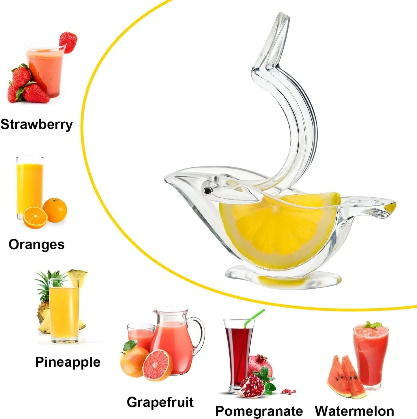 Bird Lemon Squeezer & Acrylic Manual Juicer – Portable Transparent Fruit Press