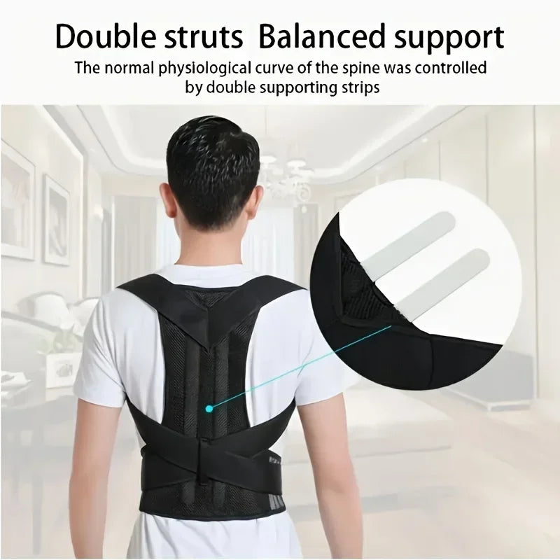 Back Posture Corrector Belt with Metal Rods – Adjustable Spine Support
