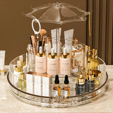 Umbrella Makeup Organizer – 360° Rotating Transparent Cosmetic Storage Box