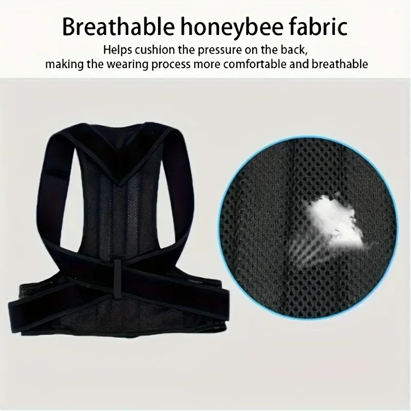 Back Posture Corrector Belt with Metal Rods – Adjustable Spine Support