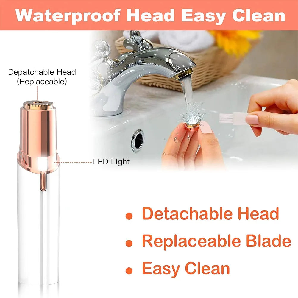 Rechargeable Women’s Face Shaver & Eyebrow Trimmer – Waterproof 3D Floating Blade