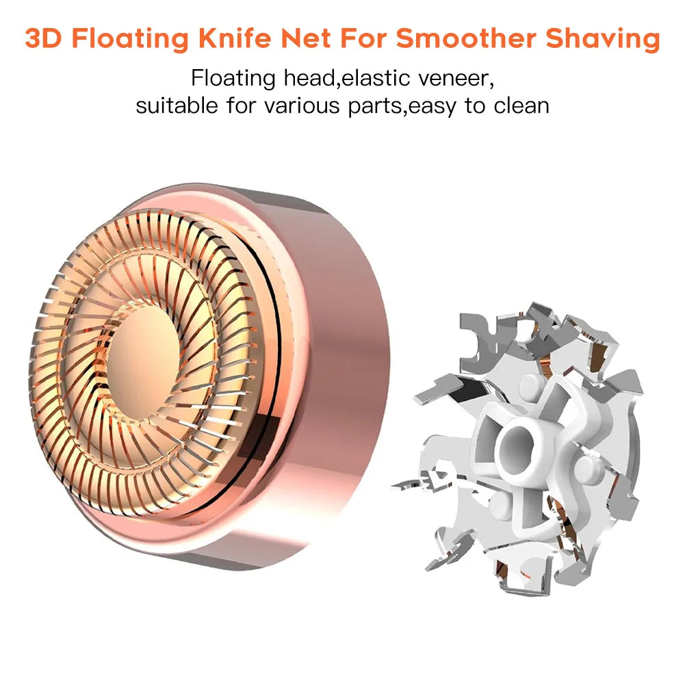 Rechargeable Women’s Face Shaver & Eyebrow Trimmer – Waterproof 3D Floating Blade