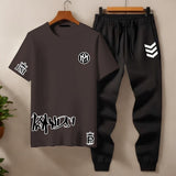 Men’s Co‑ord Set – Multi‑Color T‑Shirt & Black Joggers