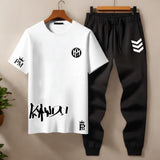 Men’s Co‑ord Set – Multi‑Color T‑Shirt & Black Joggers