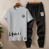 Men’s Co‑ord Set – Multi‑Color T‑Shirt & Black Joggers