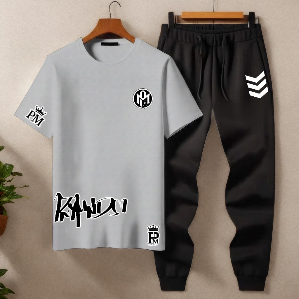 Men’s Co‑ord Set – Multi‑Color T‑Shirt & Black Joggers