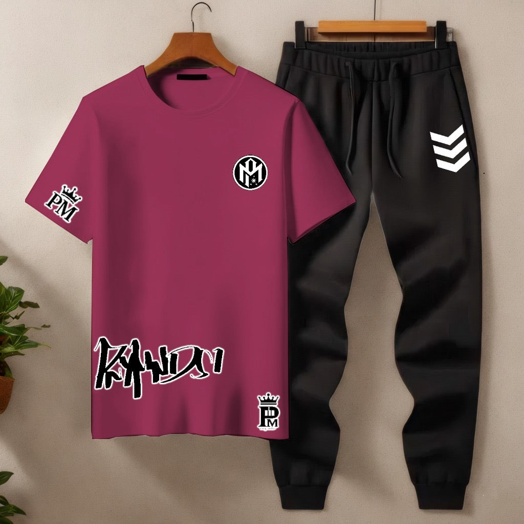 Men’s Co‑ord Set – Multi‑Color T‑Shirt & Black Joggers
