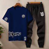 Men’s Co‑ord Set – Multi‑Color T‑Shirt & Black Joggers