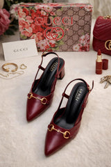 Gucci‑Inspired Burgundy Slingback Heels