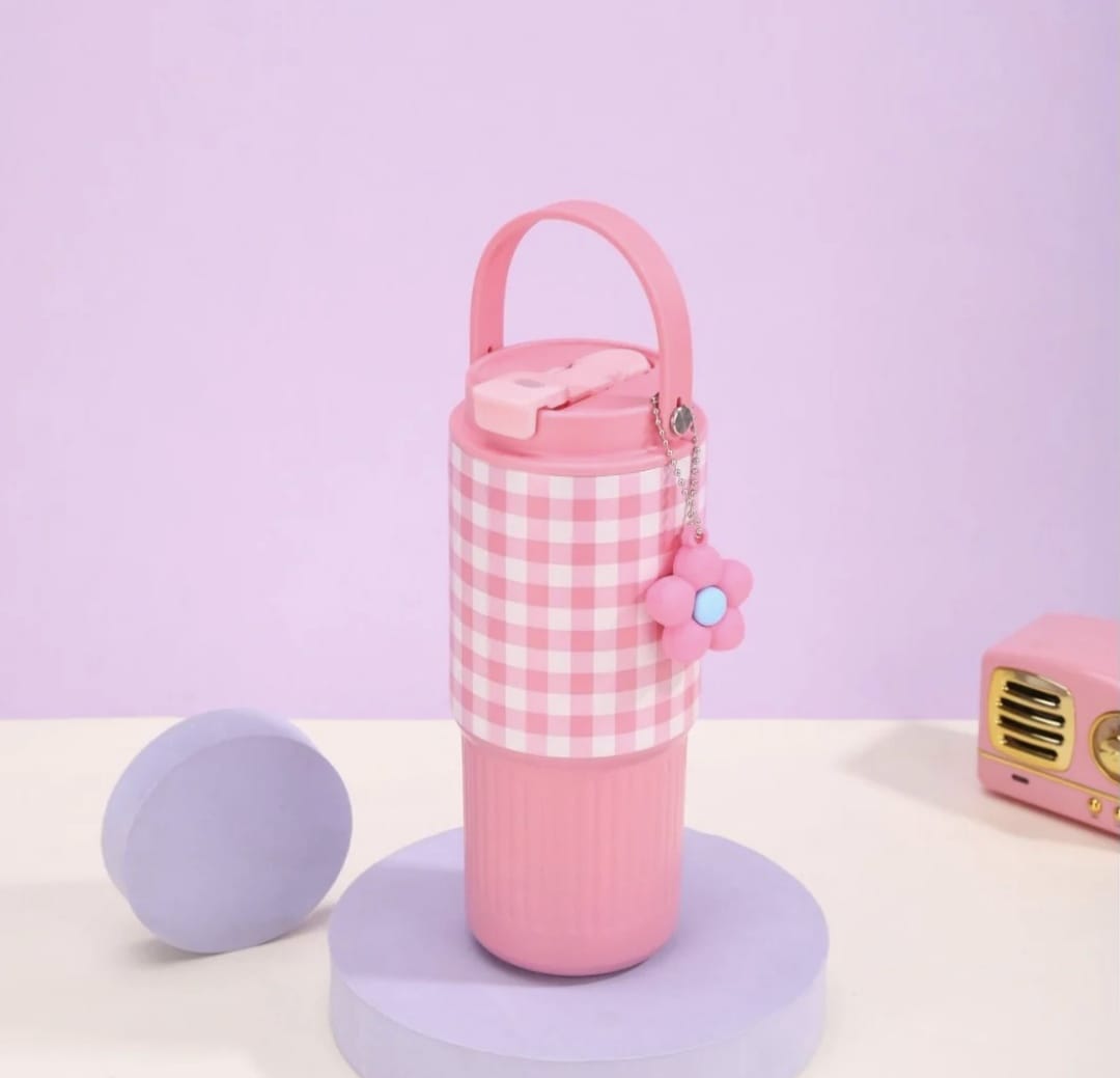 700ml Cute Check Stainless Steel Tumbler