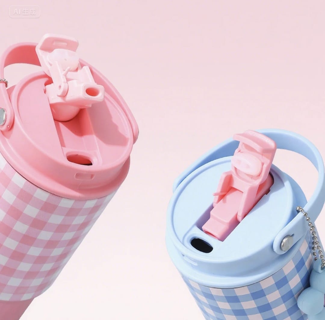 700ml Cute Check Stainless Steel Tumbler