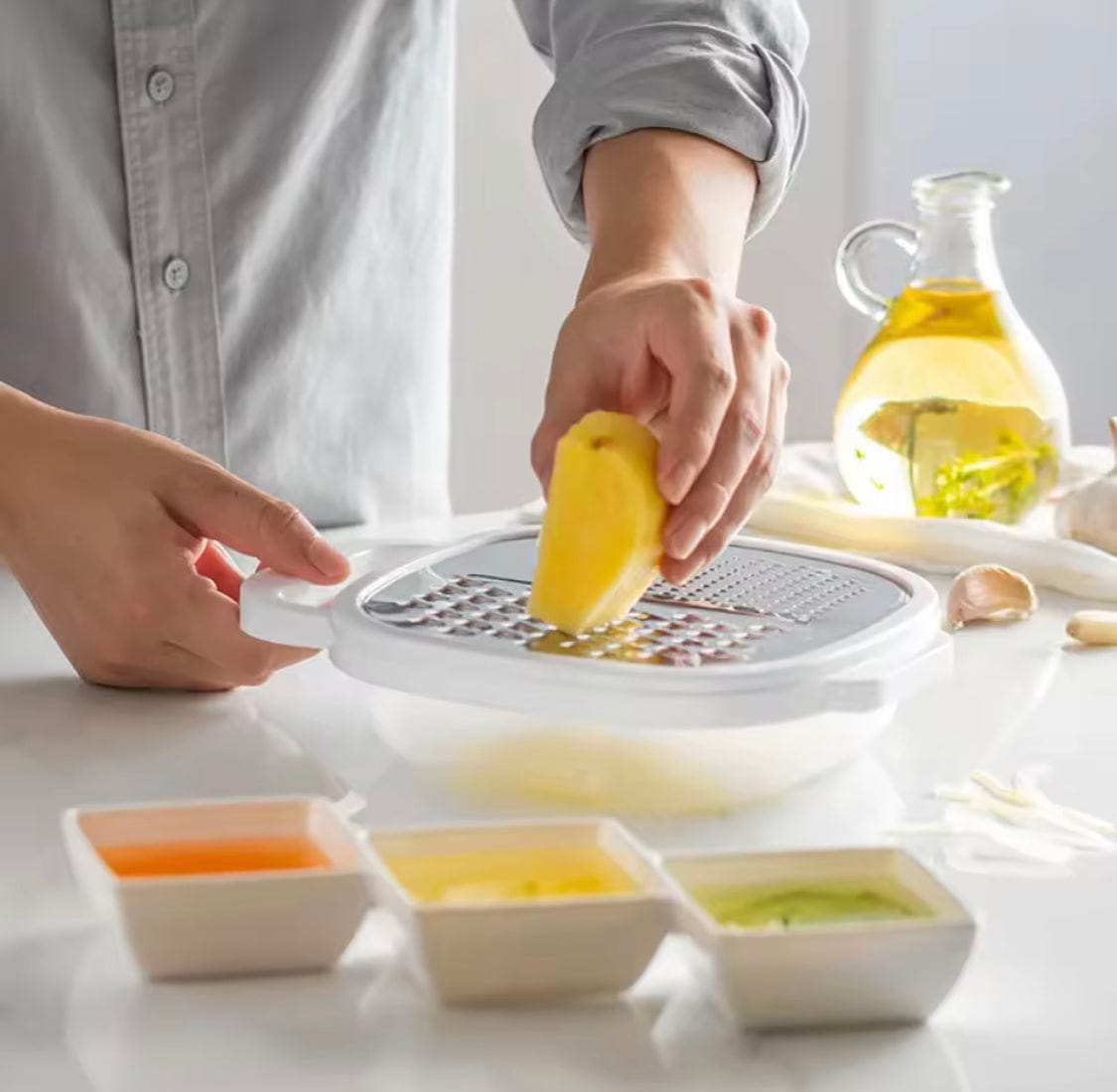 4‑in‑1 Stainless Steel Multi Grater & Vegetable Slicer with Case