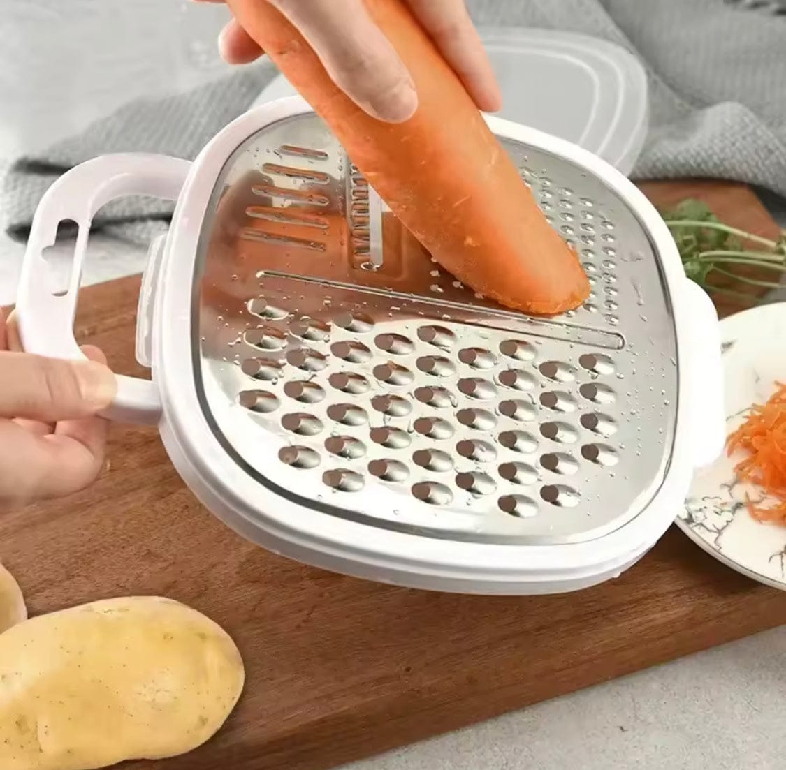 4‑in‑1 Stainless Steel Multi Grater & Vegetable Slicer with Case