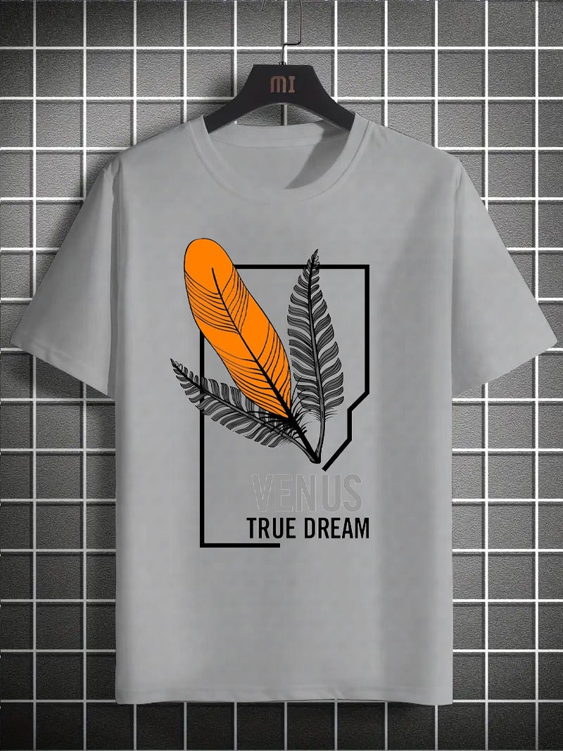 Printed Boys’ Graphic T‑Shirt – Feather Design