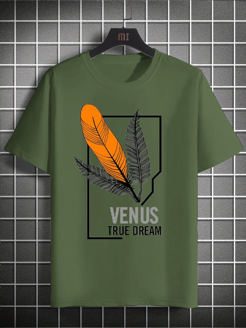 Printed Boys’ Graphic T‑Shirt – Feather Design