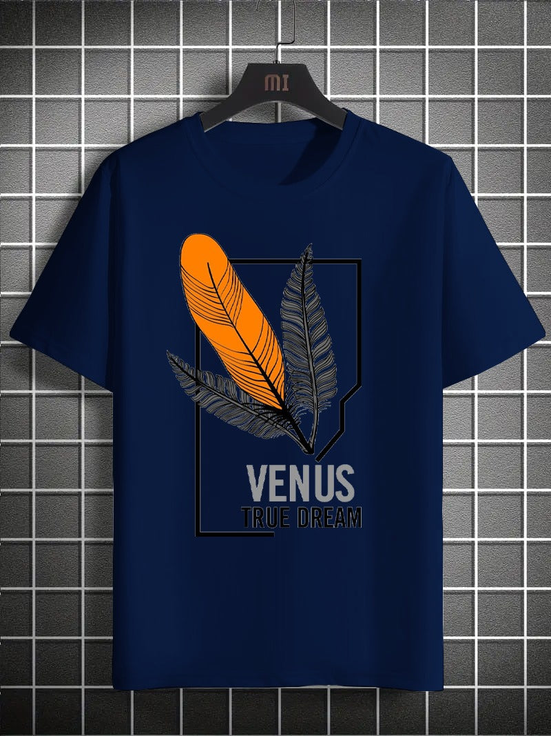 Printed Boys’ Graphic T‑Shirt – Feather Design