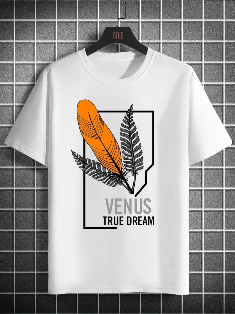 Printed Boys’ Graphic T‑Shirt – Feather Design
