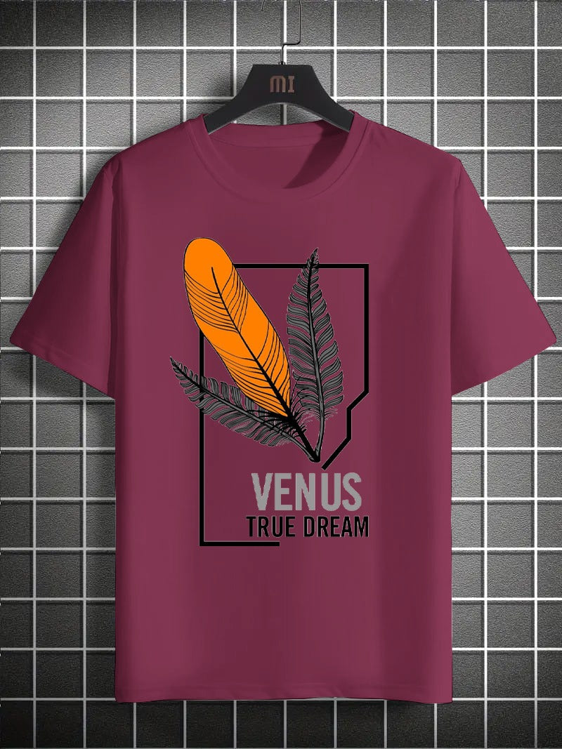 Printed Boys’ Graphic T‑Shirt – Feather Design