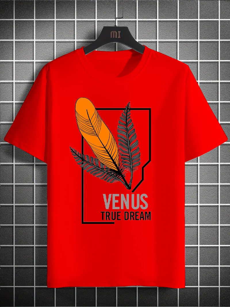 Printed Boys’ Graphic T‑Shirt – Feather Design