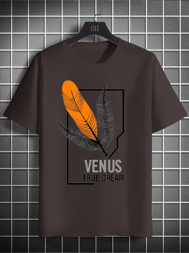 Printed Boys’ Graphic T‑Shirt – Feather Design
