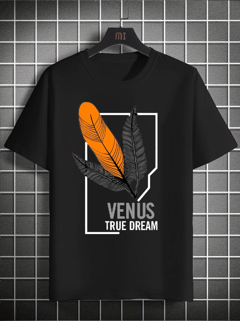 Printed Boys’ Graphic T‑Shirt – Feather Design
