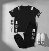 Men’s Co‑ord Set – White T‑Shirt & Black Joggers (Lion Graphic Design)