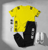 Men’s Co‑ord Set – White T‑Shirt & Black Joggers (Lion Graphic Design)