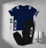 Men’s Co‑ord Set – White T‑Shirt & Black Joggers (Lion Graphic Design)