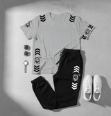 Men’s Co‑ord Set – White T‑Shirt & Black Joggers (Lion Graphic Design)
