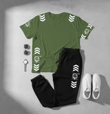 Men’s Co‑ord Set – White T‑Shirt & Black Joggers (Lion Graphic Design)