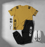 Men’s Co‑ord Set – White T‑Shirt & Black Joggers (Lion Graphic Design)