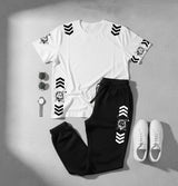 Men’s Co‑ord Set – White T‑Shirt & Black Joggers (Lion Graphic Design)